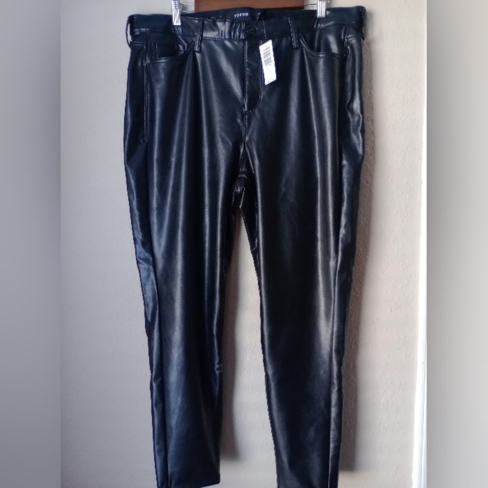 Torrid Women's Shell Leather Black Straight Leg Pants Size 18R